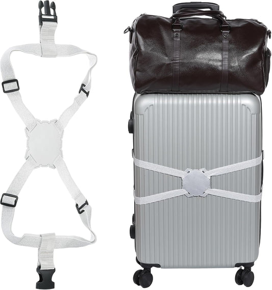 MECCANIXITY Luggage Strap Bag Bungee Elastic Suitcase Adjustable Belt for Suitcases Add A Bag Easy to Travel, Silver