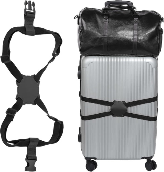 MECCANIXITY Luggage Strap Bag Bungee Elastic Suitcase Adjustable Belt for Suitcases Add A Bag Easy to Travel, Black