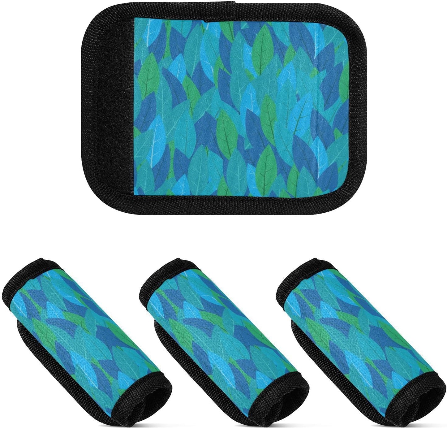 2 PC Luggage Handle Wrap Luggage Handle Covers Tags for Suitcase Bags Travel Luggage Handle Identifier Gripper Blue Leaves