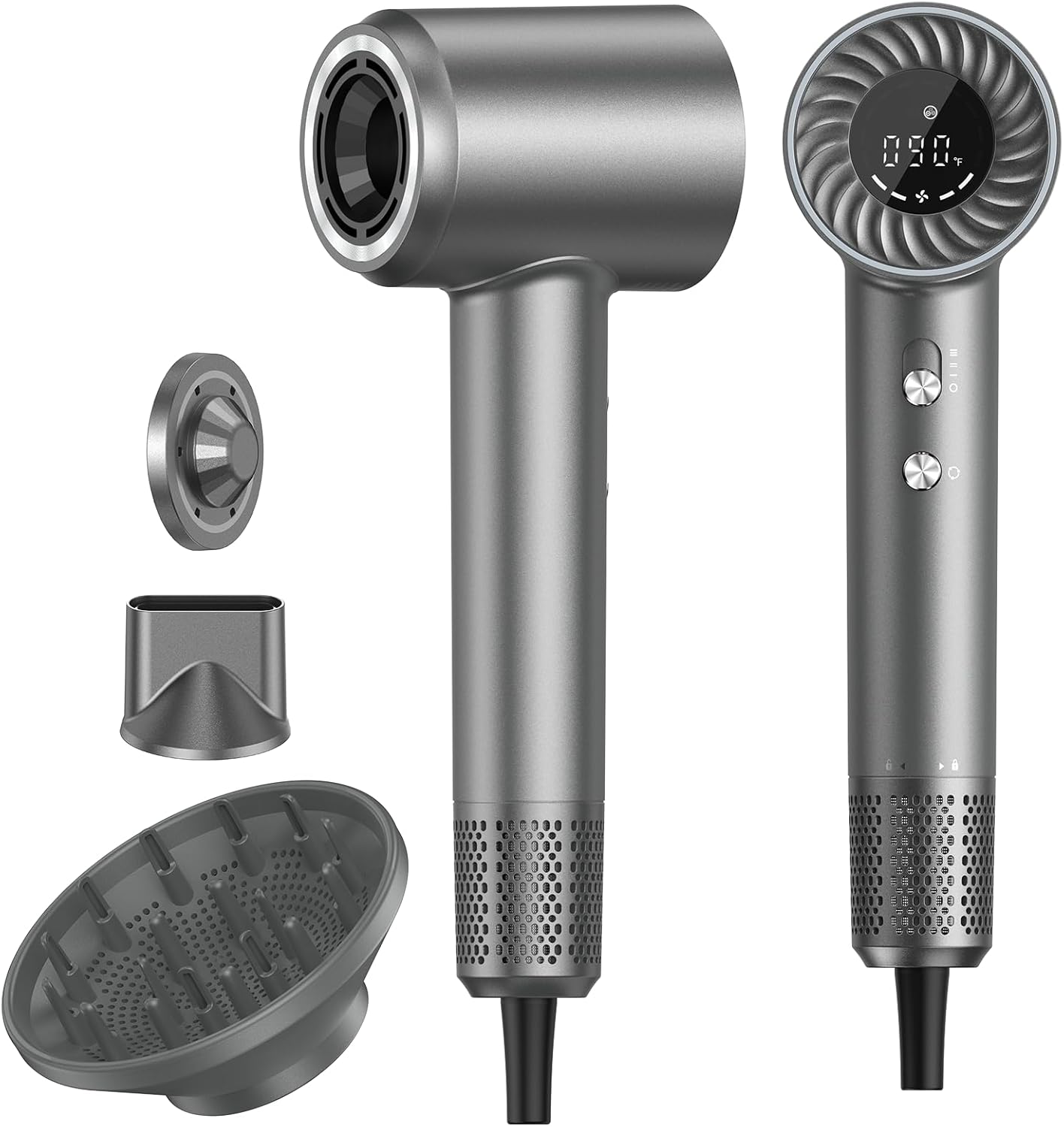 Hair Dryer, 150000 RPM Brushless Motor with 500M Negative Ions, Fast-Dry Lightweight Design, ThermoControl & Magnetic Nozzle/Diffuser, Low Noise Salon Blow Dryer for All Hair, Travel, Home