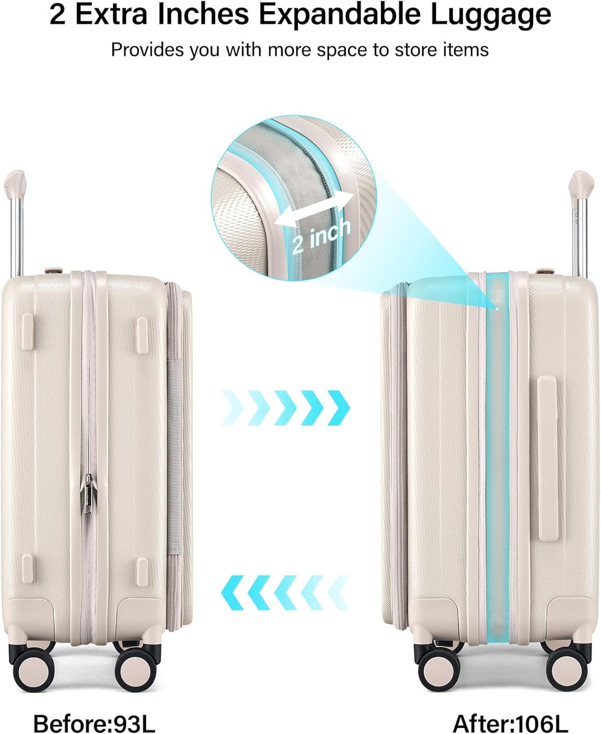 Hanke 26 Inch Expandable Luggage Top Opening Checked Bag Luggage Hard Shell Suitcases with Wheels