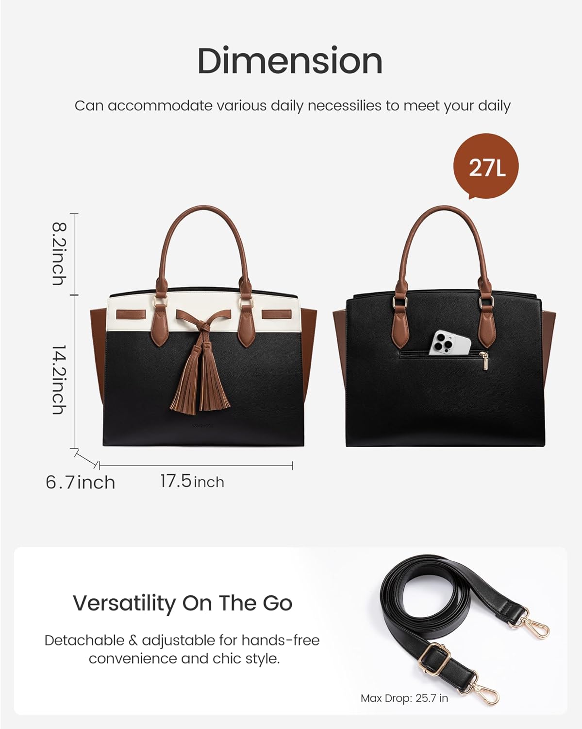 LOVEVOOK Laptop Bag for Women,Work Tote Bag with Large Cup Holder,Leather Computer Bag Teacher Bag Handbag Gifts for Women