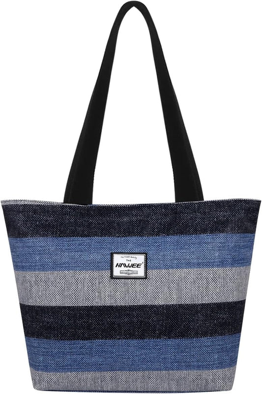 Tote Bag with Zipper for Women Inside Mesh Pocket Heavy Duty Casual Anti-water Cloth Travel Shoulder Handbag