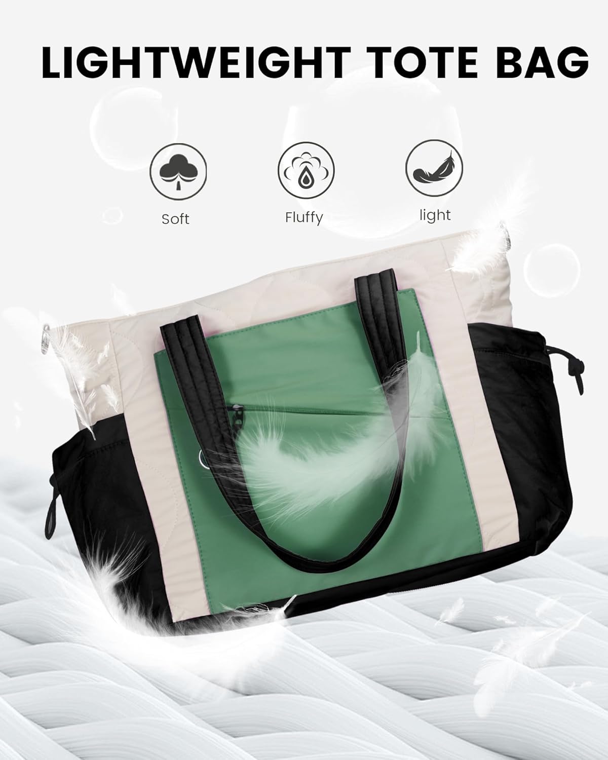 HUGOOME Tote Bag for Women,Puffer Tote Bag with Strap Quilted Nurse Teacher Work Bags Pockets Travel Shoulder Handbag