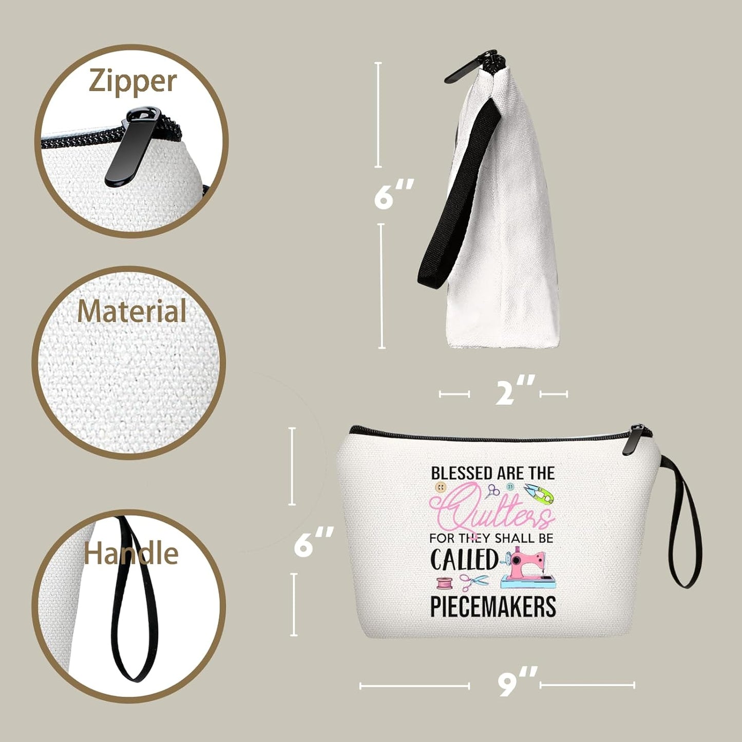 Quilting Sewing Gifts for Women Friend Female Coworker Sister Lovers Enthusiasts Sewers Seamstress Accessories Makeup Cosmetic Bag