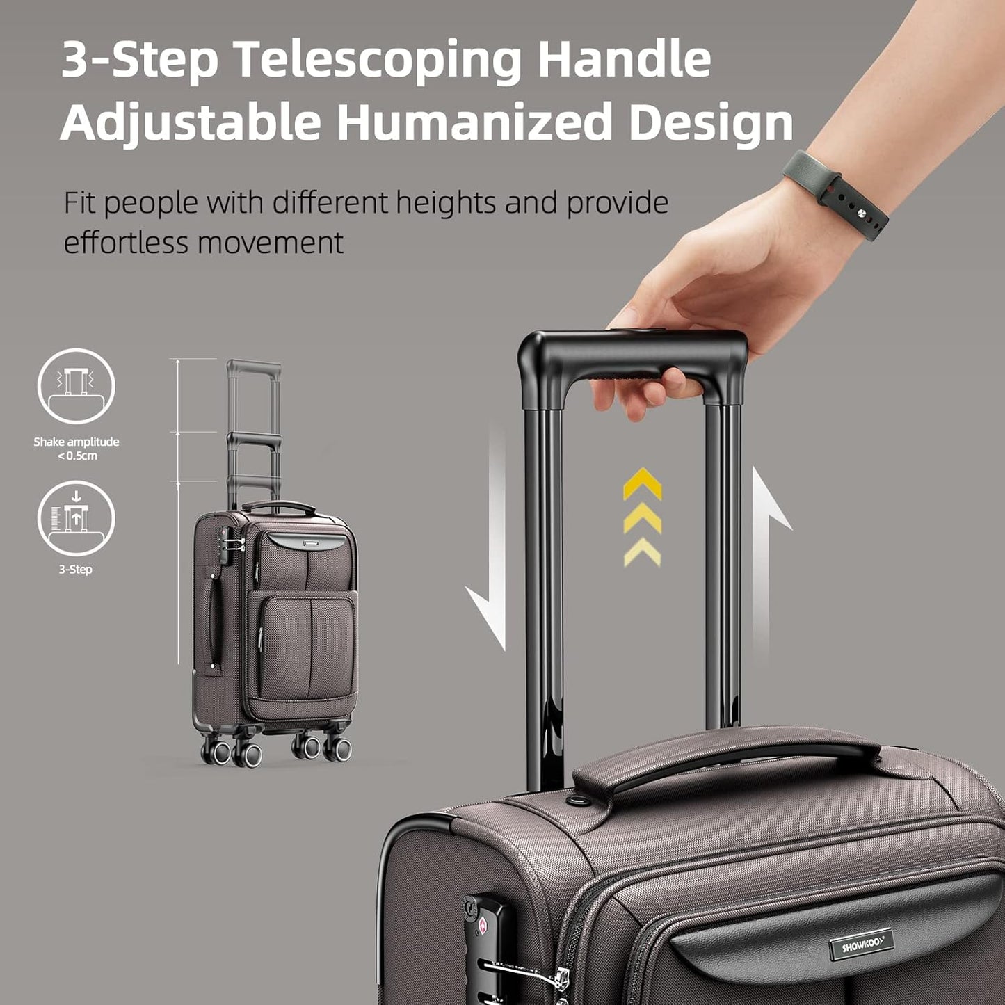 SHOWKOO Luggage Sets 3 Piece Softside Expandable Lightweight Durable Suitcase Sets Double Spinner