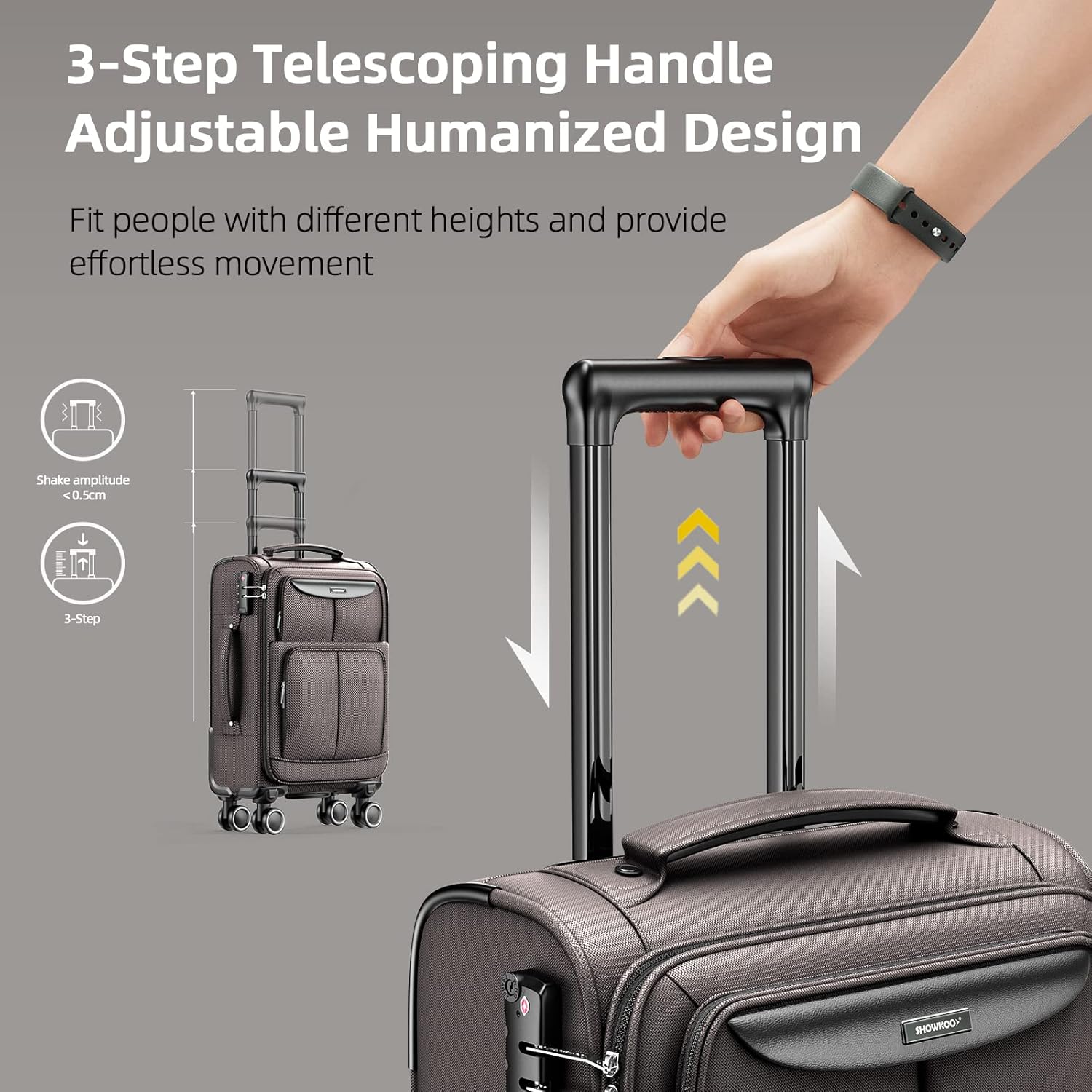 SHOWKOO Luggage Sets 3 Piece Softside Expandable Lightweight Durable Suitcase Sets Double Spinner