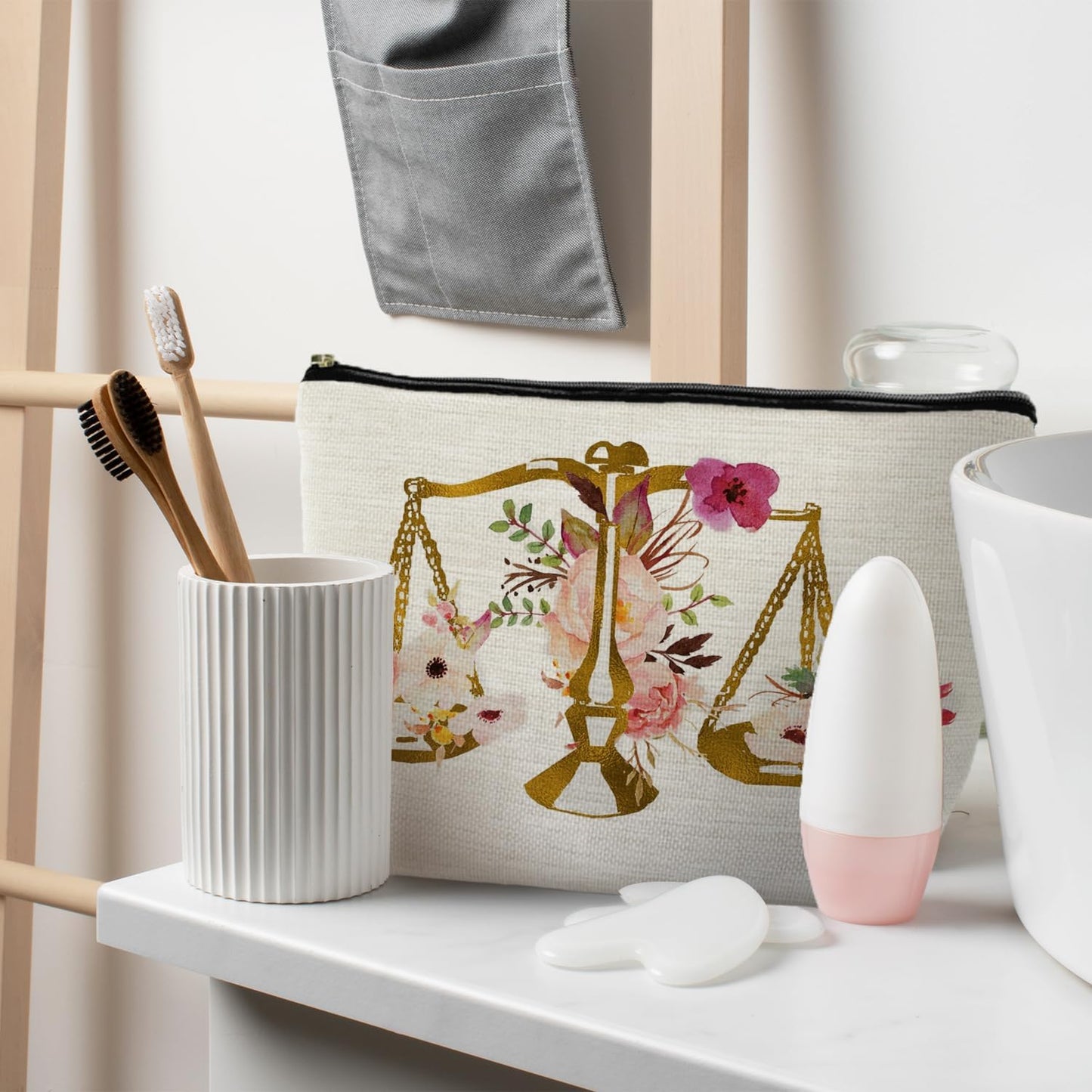 Lawyer Gifts for Women, Lawyer Floarl Scale Makeup Bag, Law Graduation Gifts, Future Lawyer Gifts, Gifts for Lawyers,Women in Law Cosmetic Bags Makeup Pouch