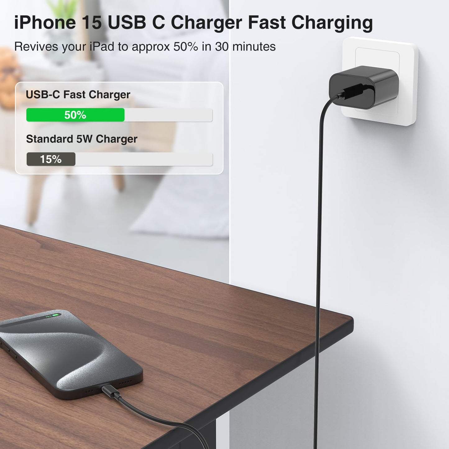 iPhone 17 16 15 Charger Block and 10ft Type C to C Cable Cord Long, 20W USB C Fast Charging Plug for Apple iPhone 17 Pro Max/17 Air/16 Pro Max/16 Plus/15 Pro/15/AirPods/iPad/Mini Wall Cube Brick Box