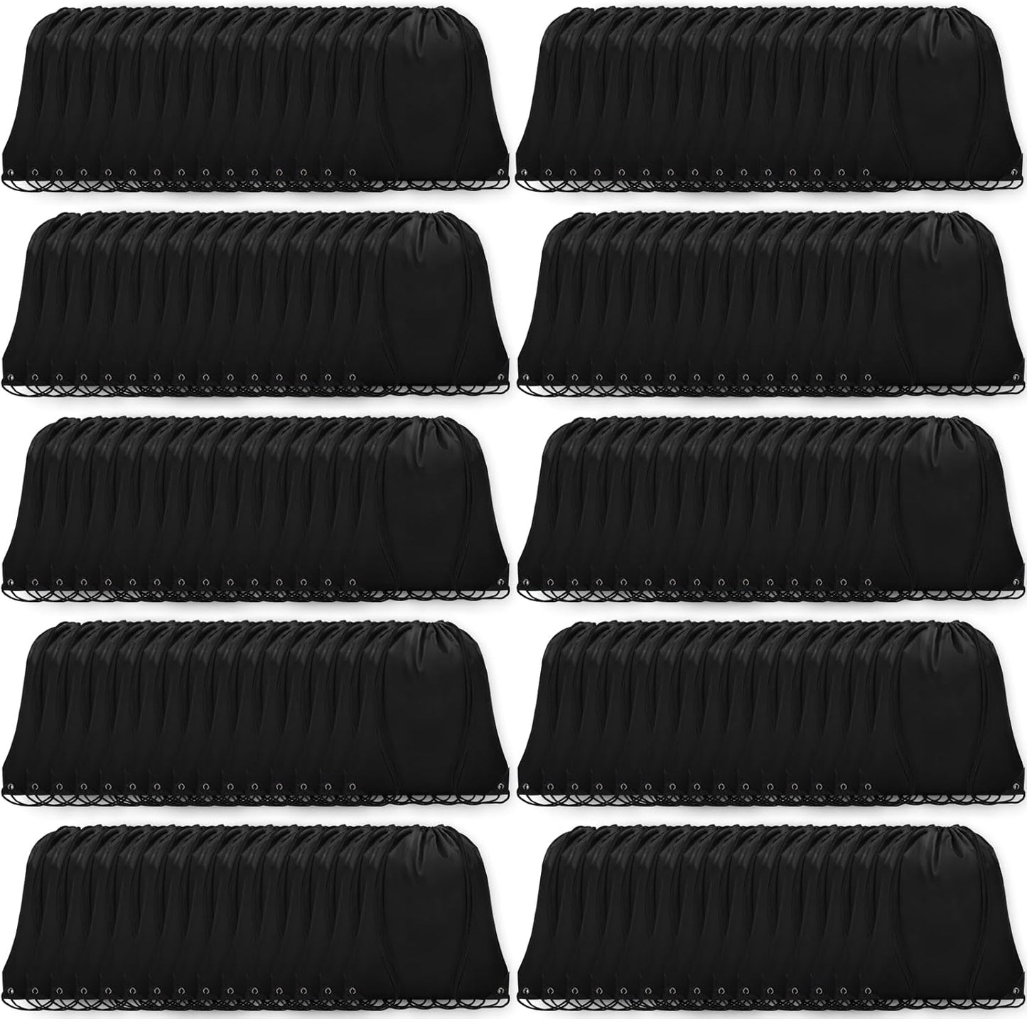 150Pcs Drawstring Backpack Bulk Cinch Sackpack Drawstring Bags Nylon for Gym Party Trip(Black)