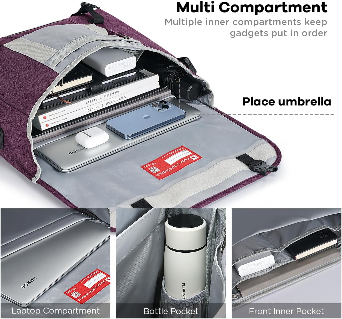 OIWAS Messenger Bag for Women, 15.6 Inch Laptop Crossbody Bags Men Casual Satchel Shoulder Bag