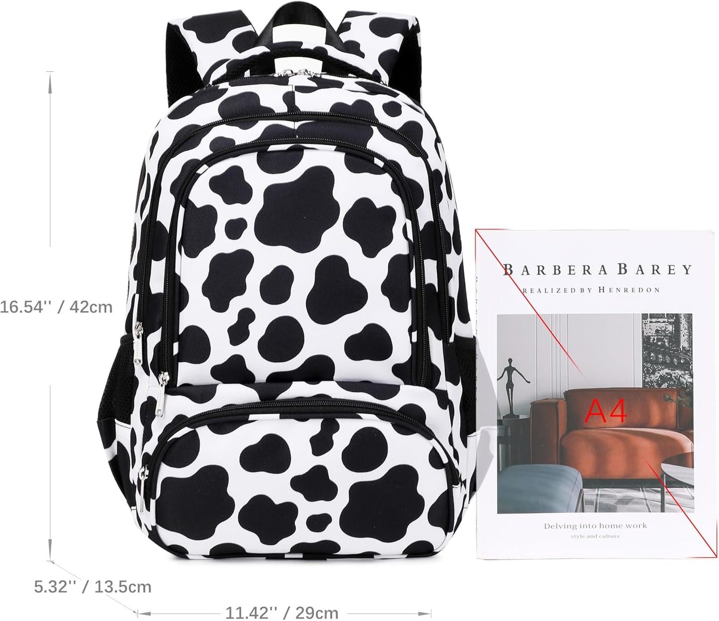 abshoo Lightweight Kids Backpack For Girls Kindergarten Elementary School Bookbag (Cow Print)