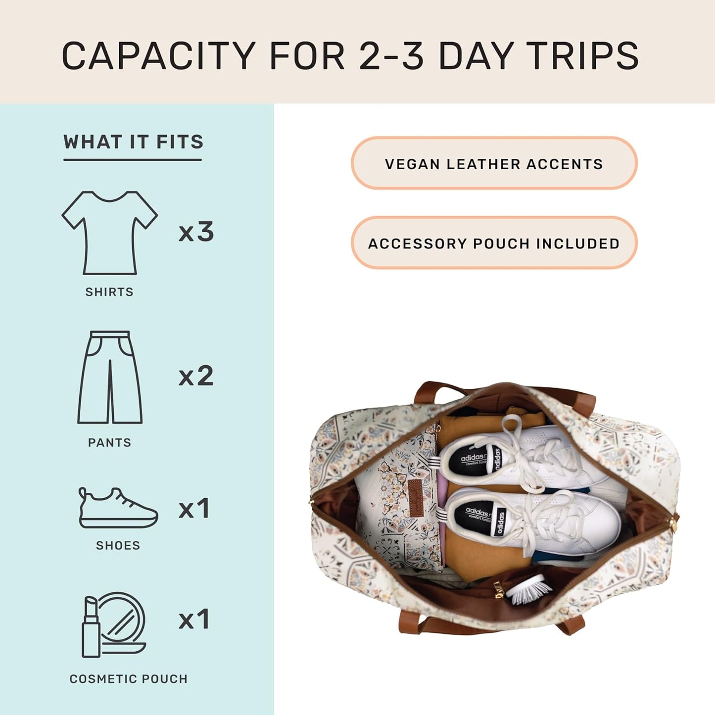 Jadyn Luna Women's Weekender Bag and Travel Duffel, Large 37 Liter Capacity