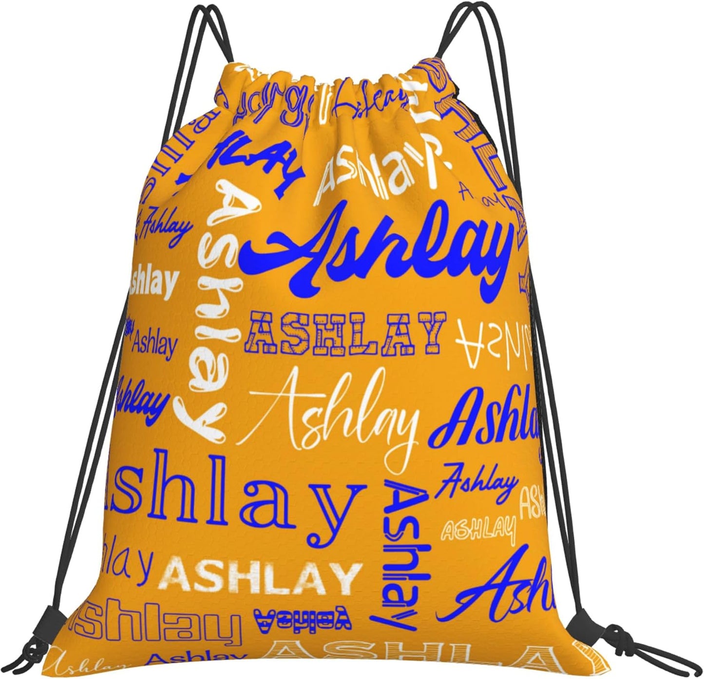 Personalized Drawstring Bag with Your Name Drawstring Backpack for Men Women Small Gym Beach Shopping Sport Yoga Bag (Custom Name-15)