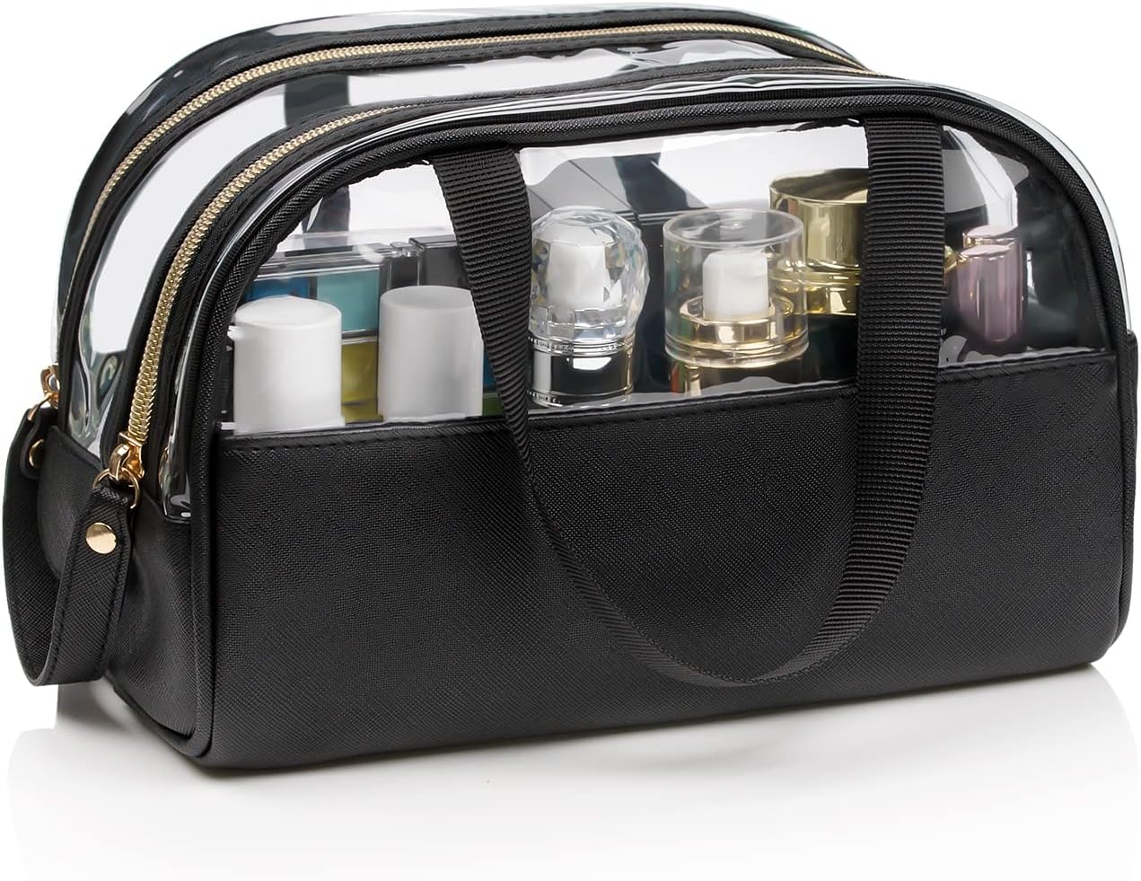 Ethereal Clear Makeup Bag, Large Opening TSA Approved Toiletry Bag Portable Cosmetic Bag for Women Tote Bag Waterproof Travel Makeup Bag Organizer