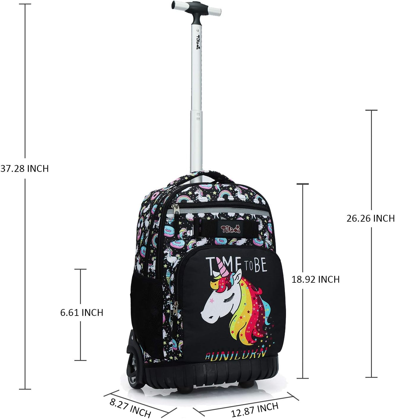 Tilami Rolling Backpack 18 inch Wheeled Backpack School College Student Travel Trip Boys and Girls