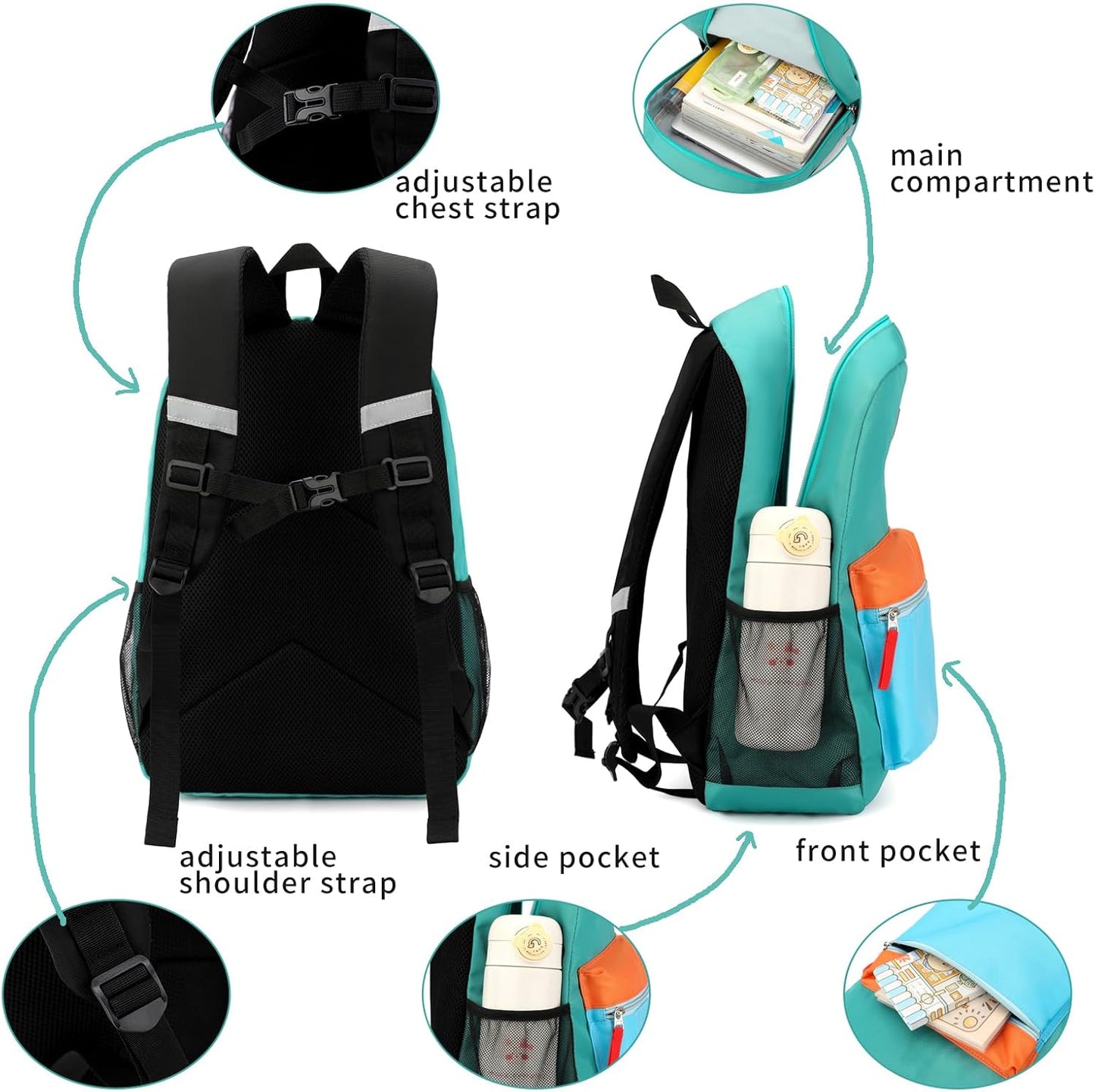 Elementary Backpack for Boys and Girls 5-9 Years Kindergarten Primary Kids Bookbag with Chest