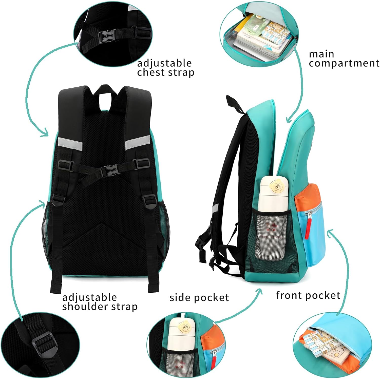 Elementary Backpack for Boys and Girls 5-9 Years Kindergarten Primary Kids Bookbag with Chest