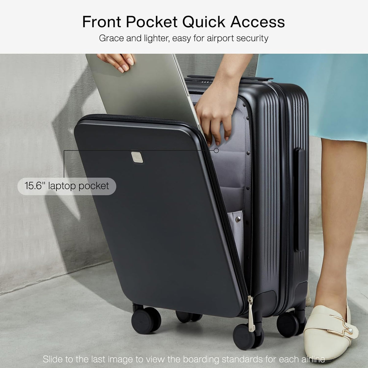 Hanke Grace Carry On Luggage with Wheels Airline Approved Hard Shell Suitcases with Front