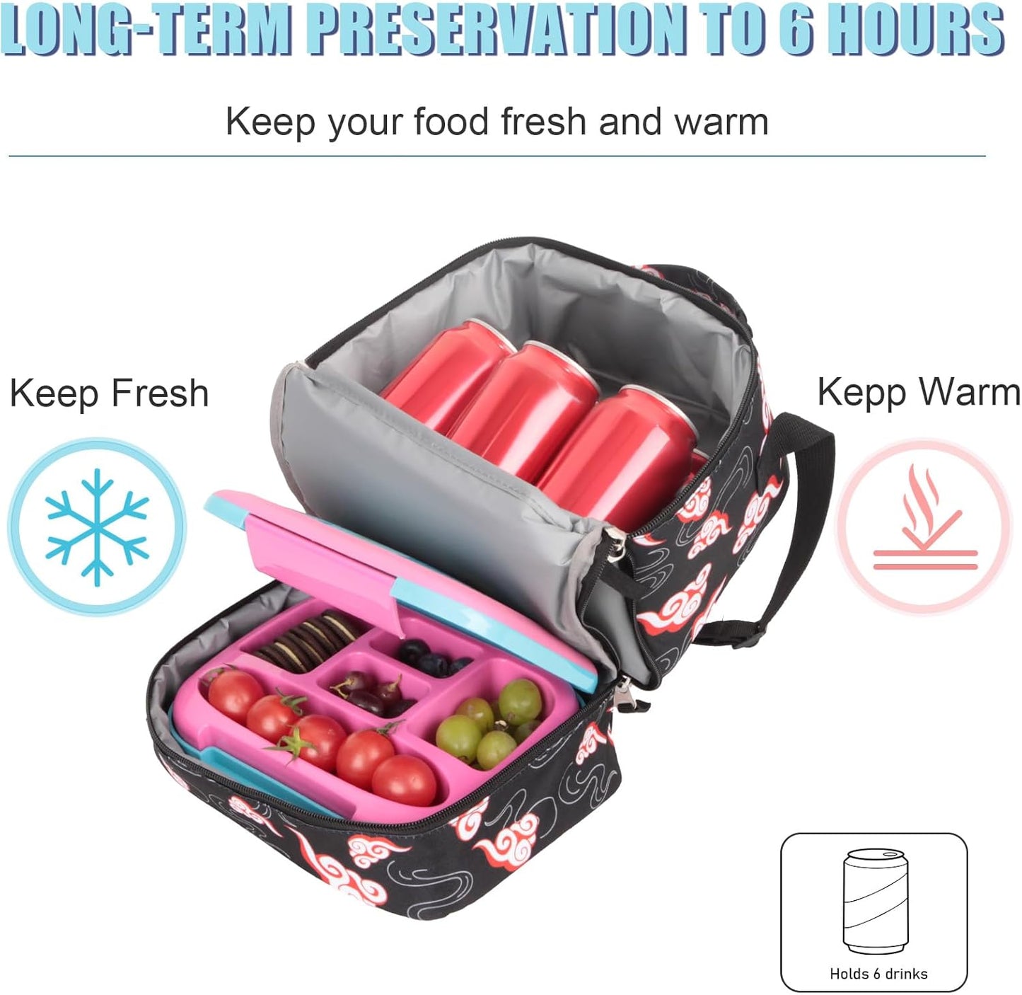 Tilami Rolling Backpack & Lunch bag for Kids 19 Inch Wheeled Bookbag for Boys & Girls for School & Travel,Clouds Black