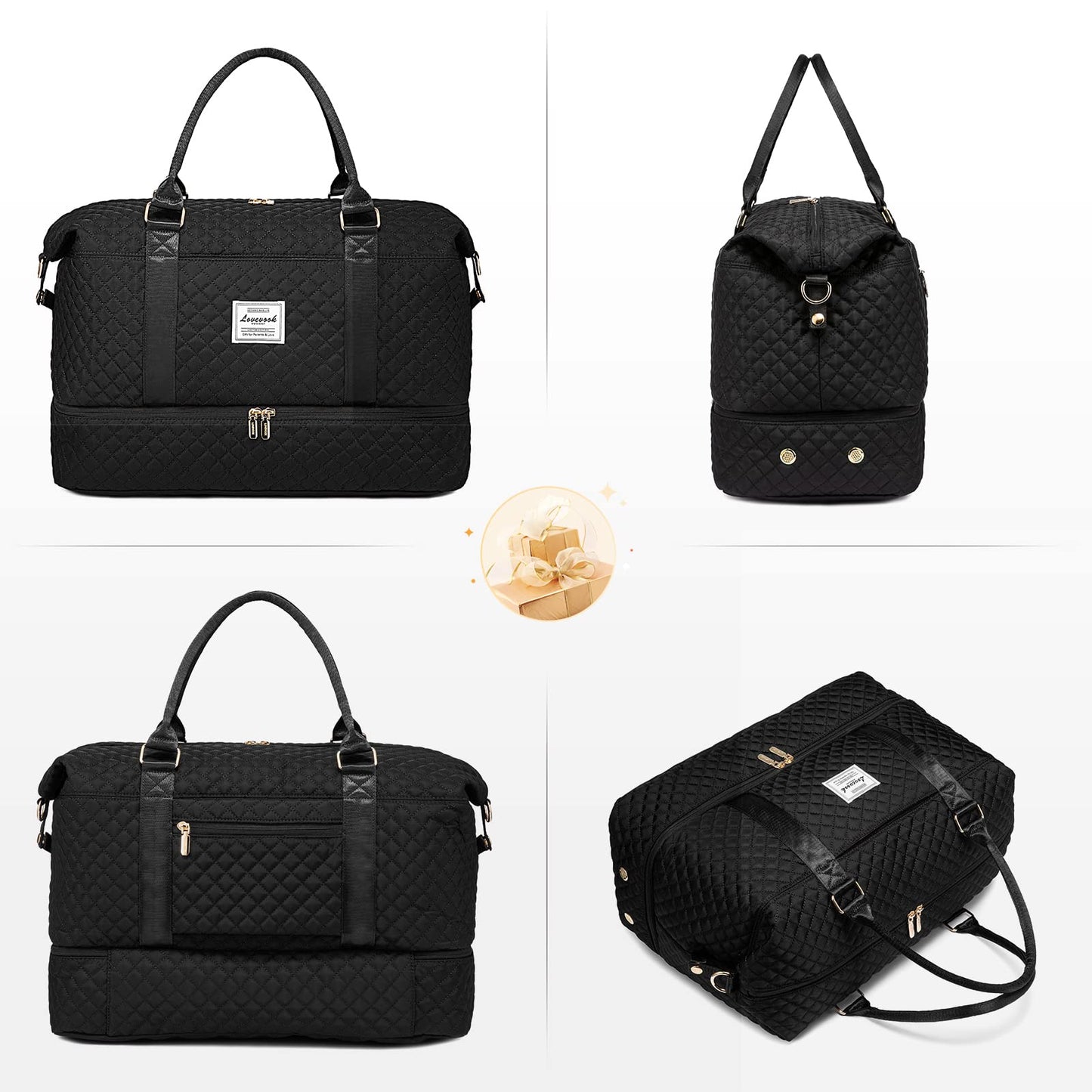 LOVEVOOK Travel Duffle Bag, Weekender Bags for Women with Shoe Compartment, Carry on Overnight Bag