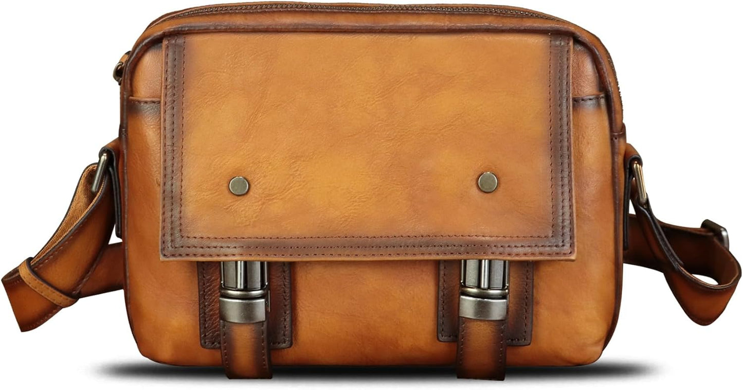 Genuine Leather Shoulder Bag Crossbody Bag for Men Vintage Real Leather Satchel for Men Messenger Bag for Work Travel