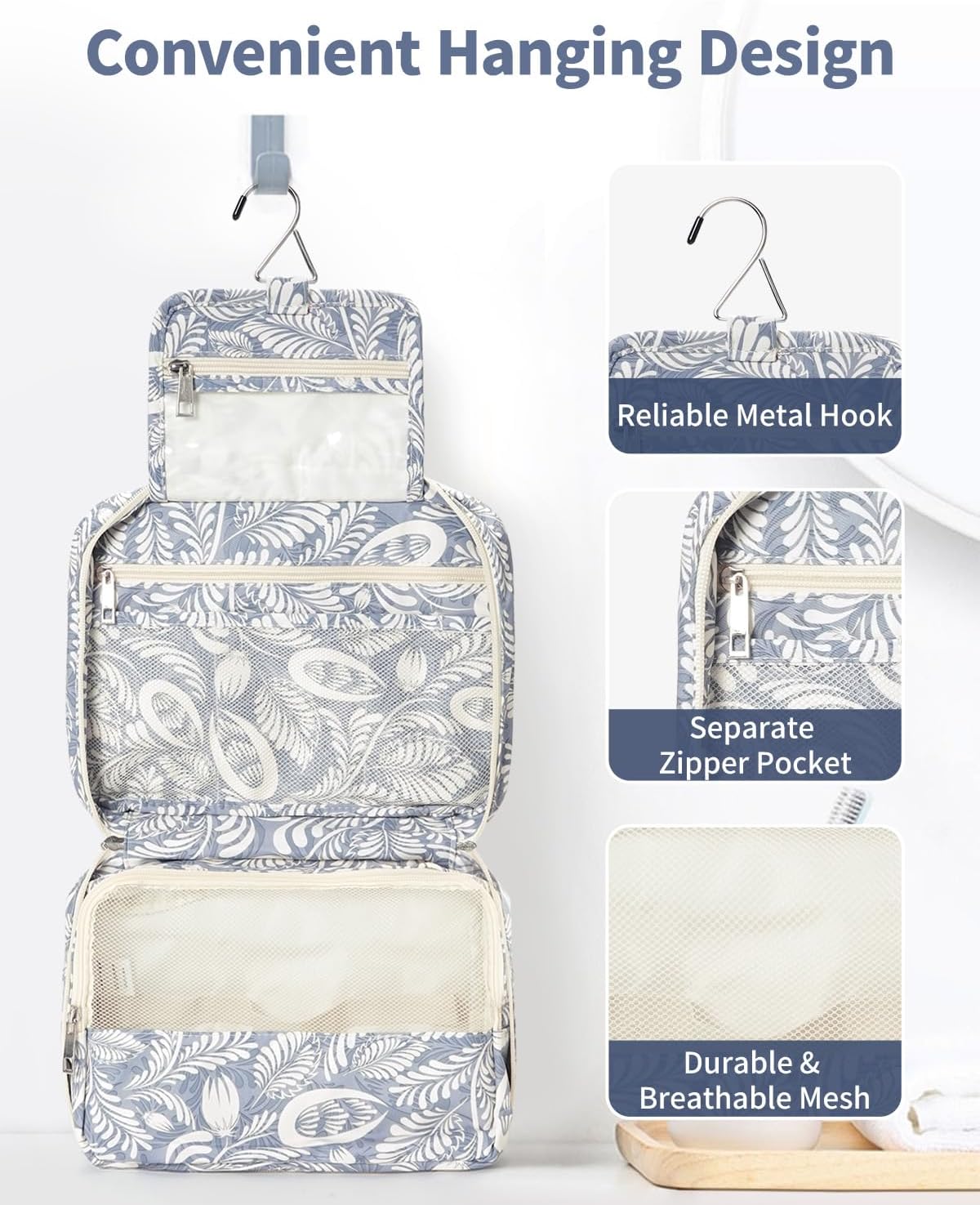 Narwey Small Hanging Travel Toiletry Bag for Women, Travel Bag for Toiletries, Makeup Bag Organizer