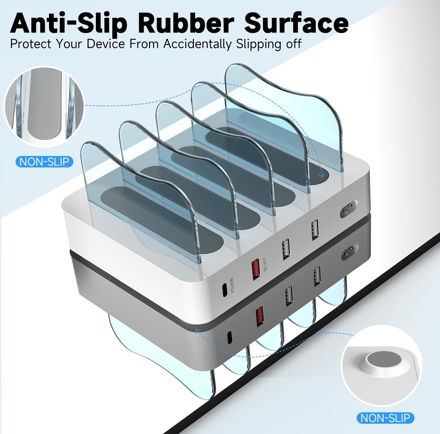 USB Charging Station - Charging Dock - 4-Port - Fast Charging Station for Multiple Devices - Docking Station - Smart Charging Station Dock - Multi Charging Station for Cell Phones and Tablets