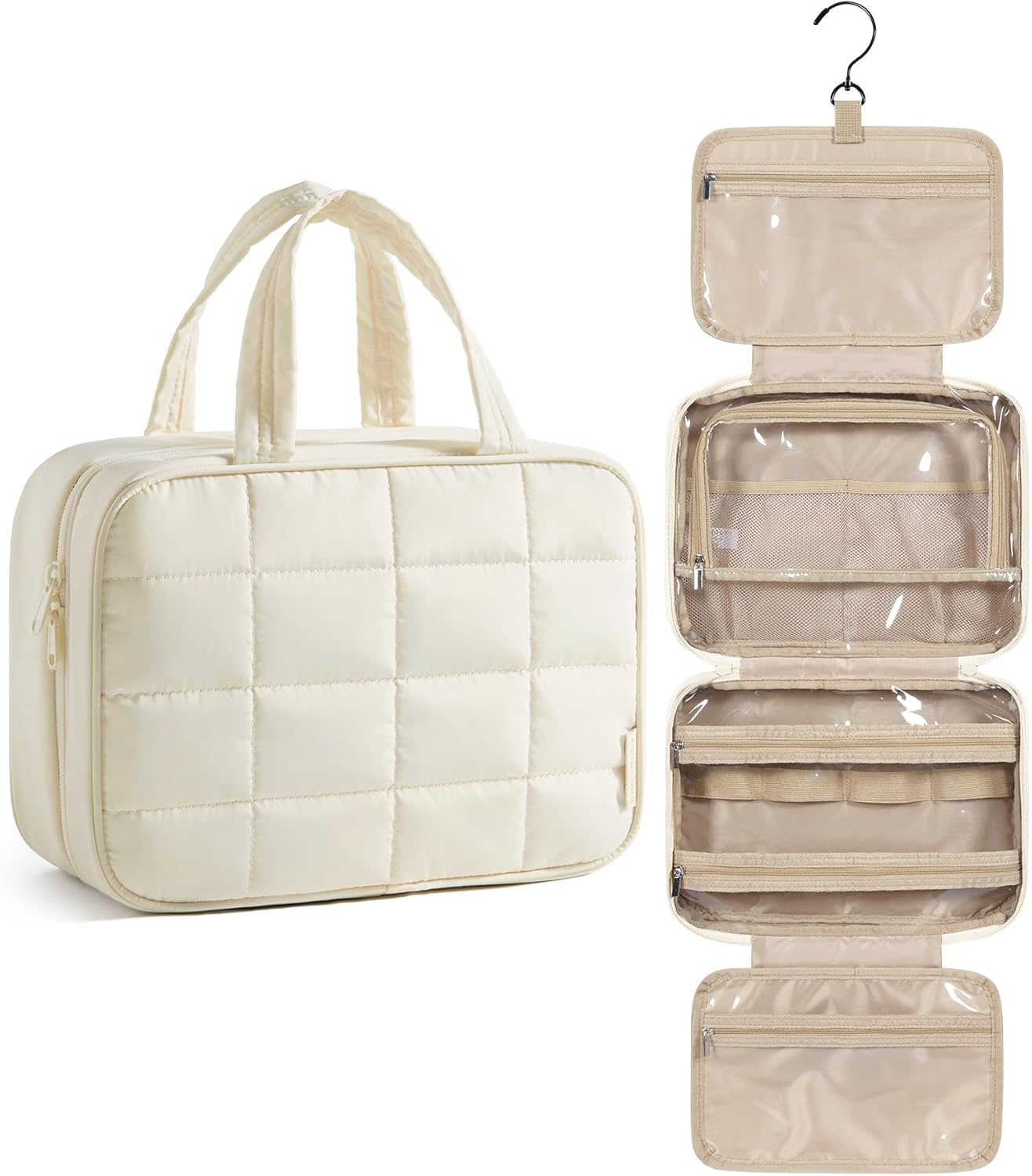 BAGSMART Travel Toiletry Bag for Women, Hanging Travel Bag for Toiletries, Puffy Makeup Cosmetic