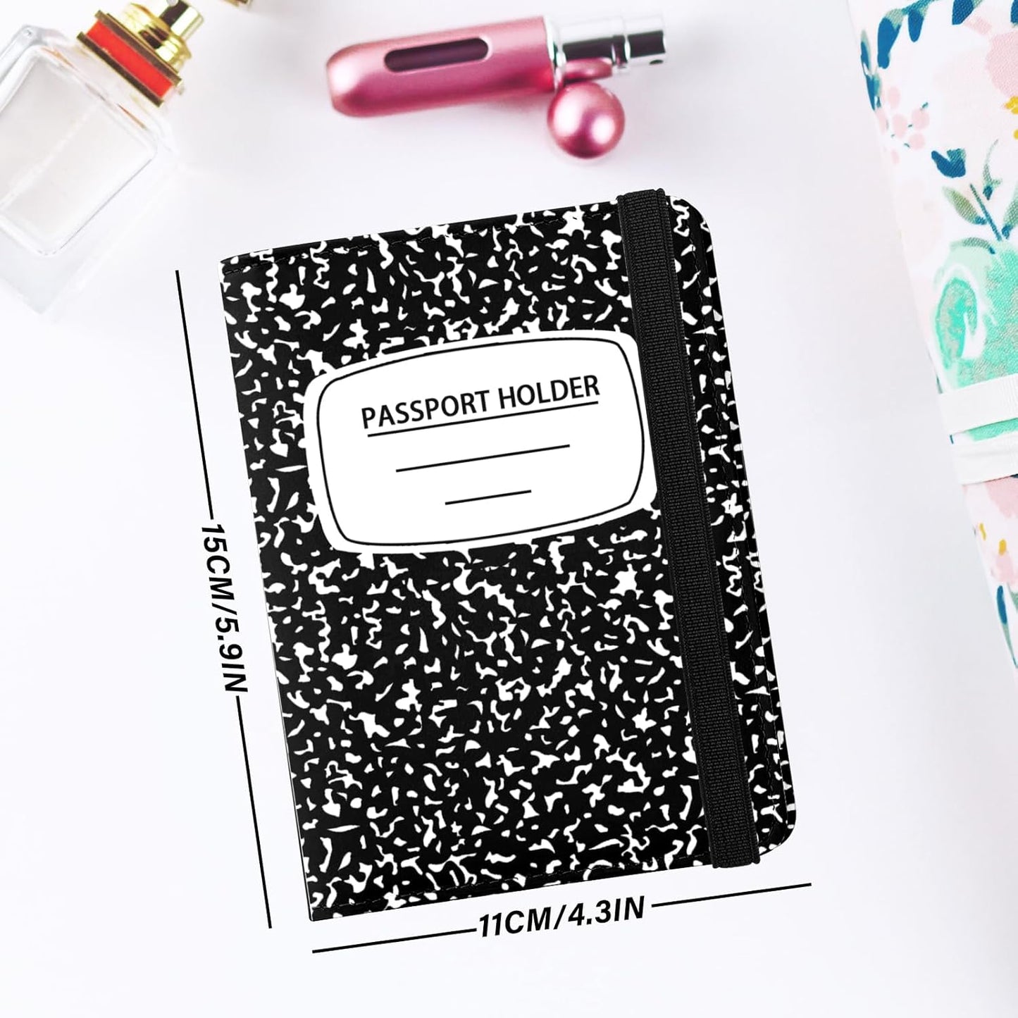 Cute Passport Holder and Holder Combo Passport Cover with Compatible Wallet Credit Card Protector RFID Blocking Women Men (Black)