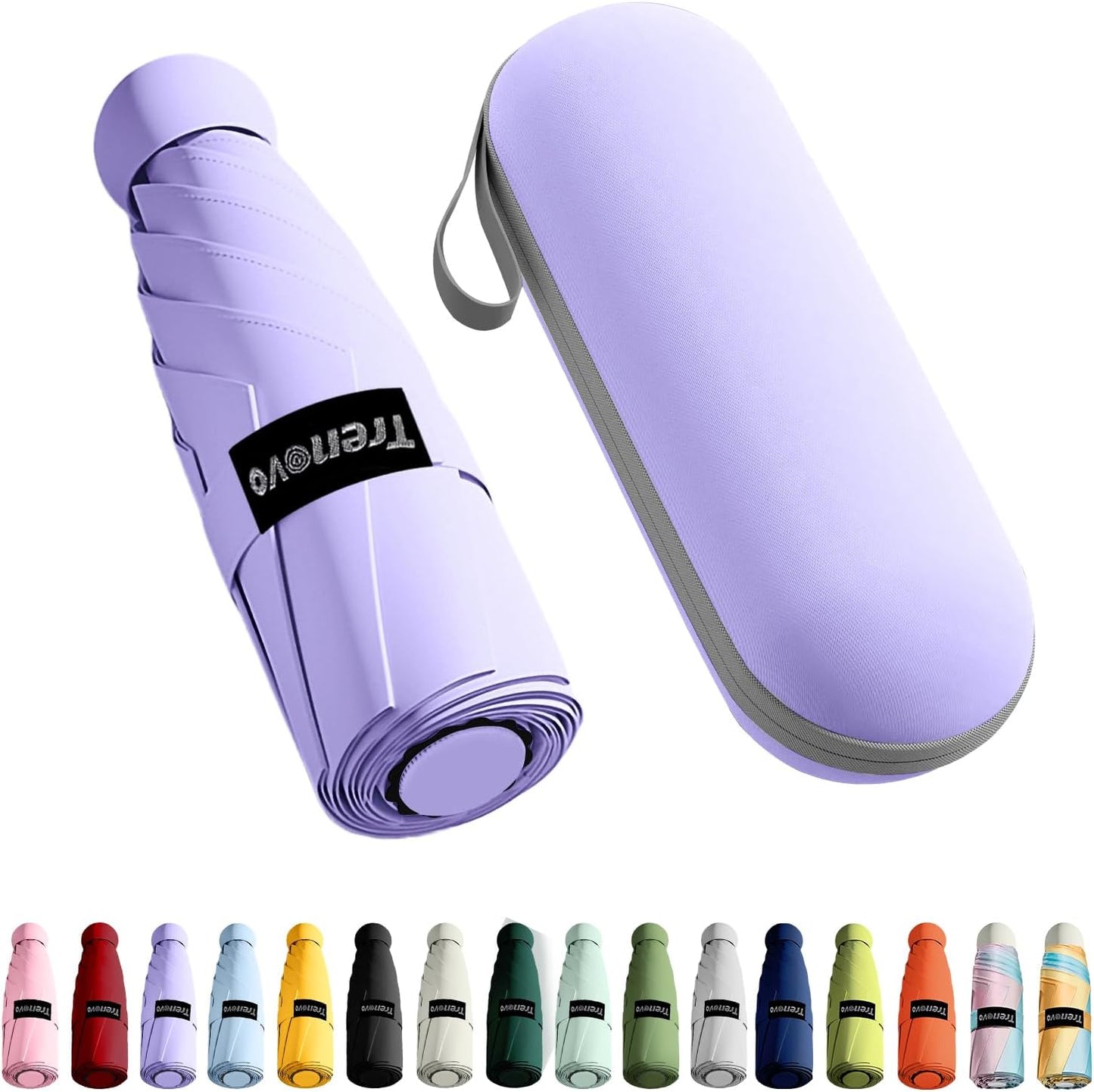 Travel Mini Folding Compact Umbrella with Case, 8 Ribs Lightweight Portable, Small Sun & Rain Pocket Umbrella for Girls and Women