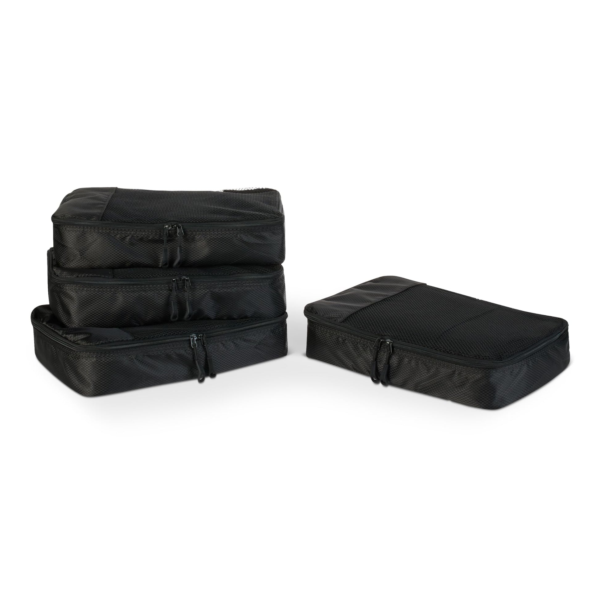 Amazon Essentials 4-Piece Packing Cubes Travel Accessories Set, Luggage Organizer with Double