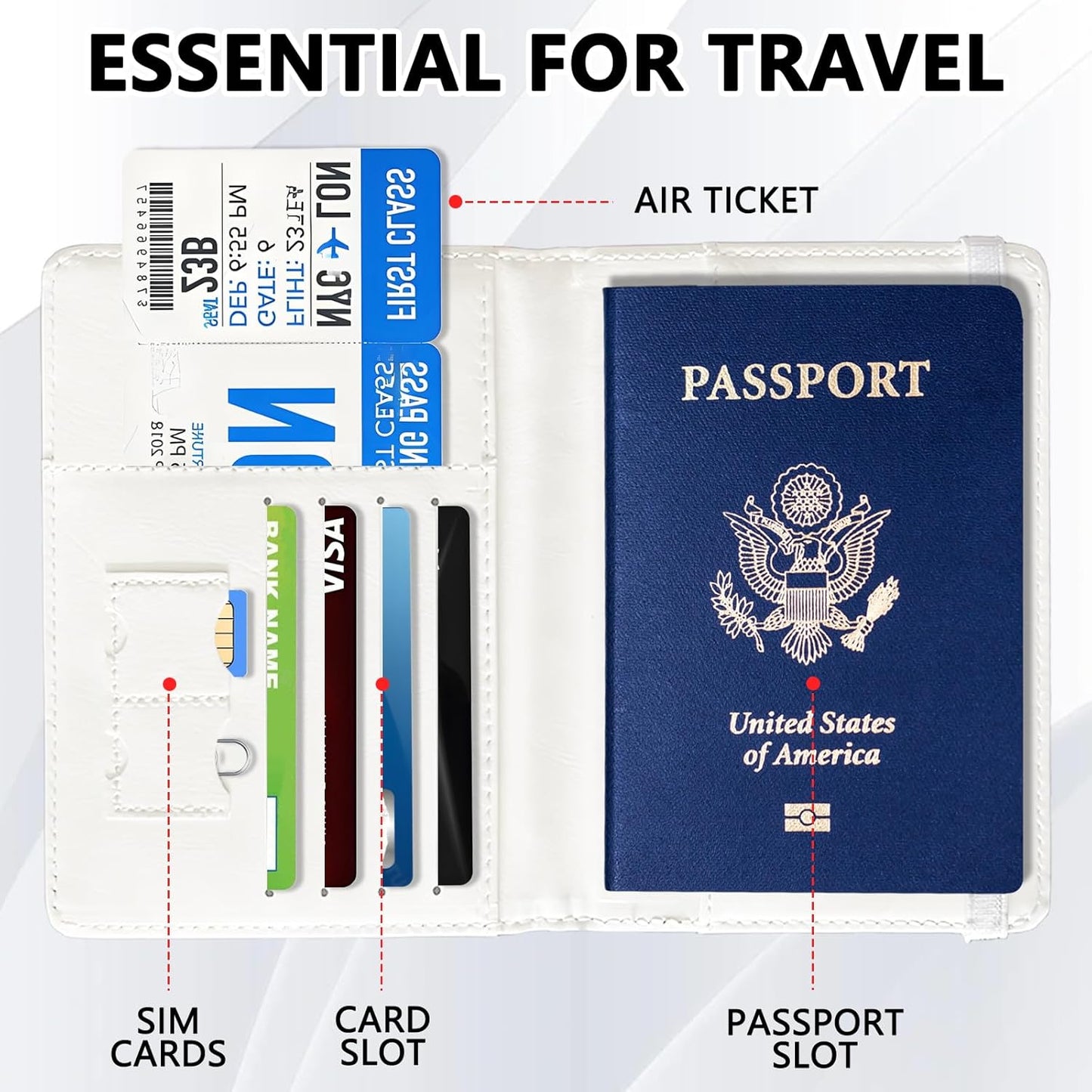 Passport Holder for Travel, Cute Passport Cover for Women Men, Waterproof PU Leather Rfid Blocking Passport Wallet with Credit Card Case for Travel Family, Boys Girls Travel Essentials