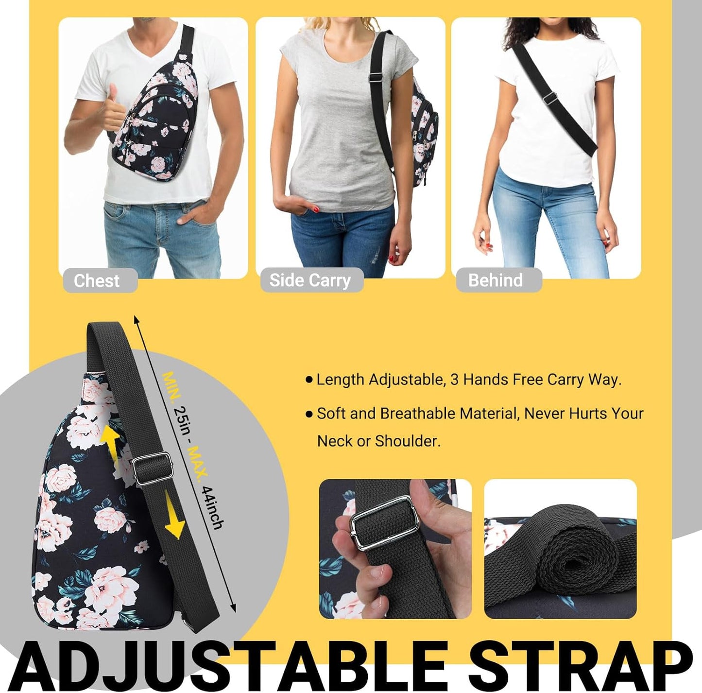 Crossbody Bags for Women, Sling Bag for Men, Small Hiking Backpack Anti Theft Lightweight for