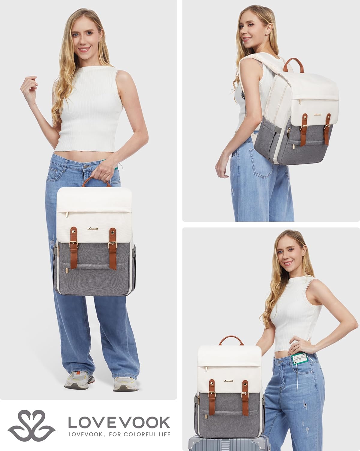LOVEVOOK Travel Laptop Backpack Purse for Women Fashion Vintage Computer Backpack 15.6 Inch Large Teacher Nurse Backpack Casual Daypack for Business Work College