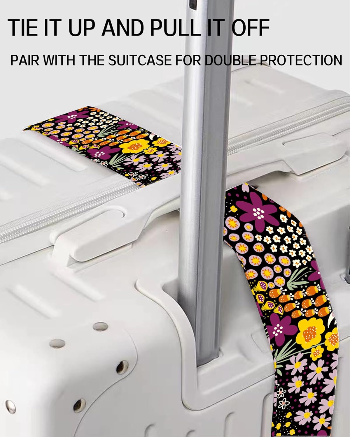 Luggage Straps for Suitcases, Adjustable Travel Belt, Durable Wide Luggage Strap, Cute Suitcase Strap Identifiers with Buckle, Bag Straps for Luggage, Cute Colorful Flowers