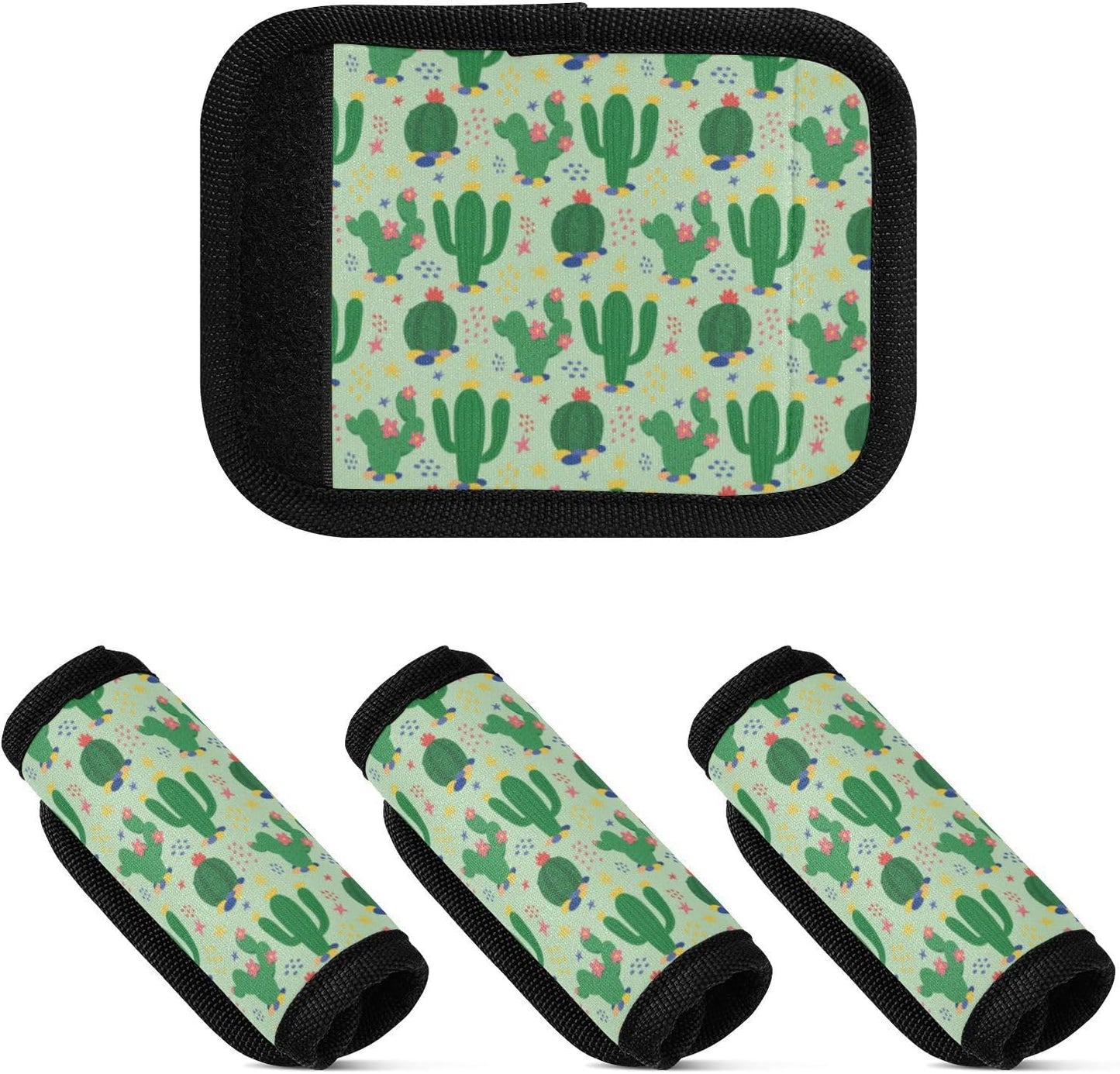 2Pcs Luggage Handle Wrap Suitcase Identifier Handle Covers Tags Soft Travel Bags Luggage Handle Gripper Accessories for Airplane Flying Green Cactus Plant