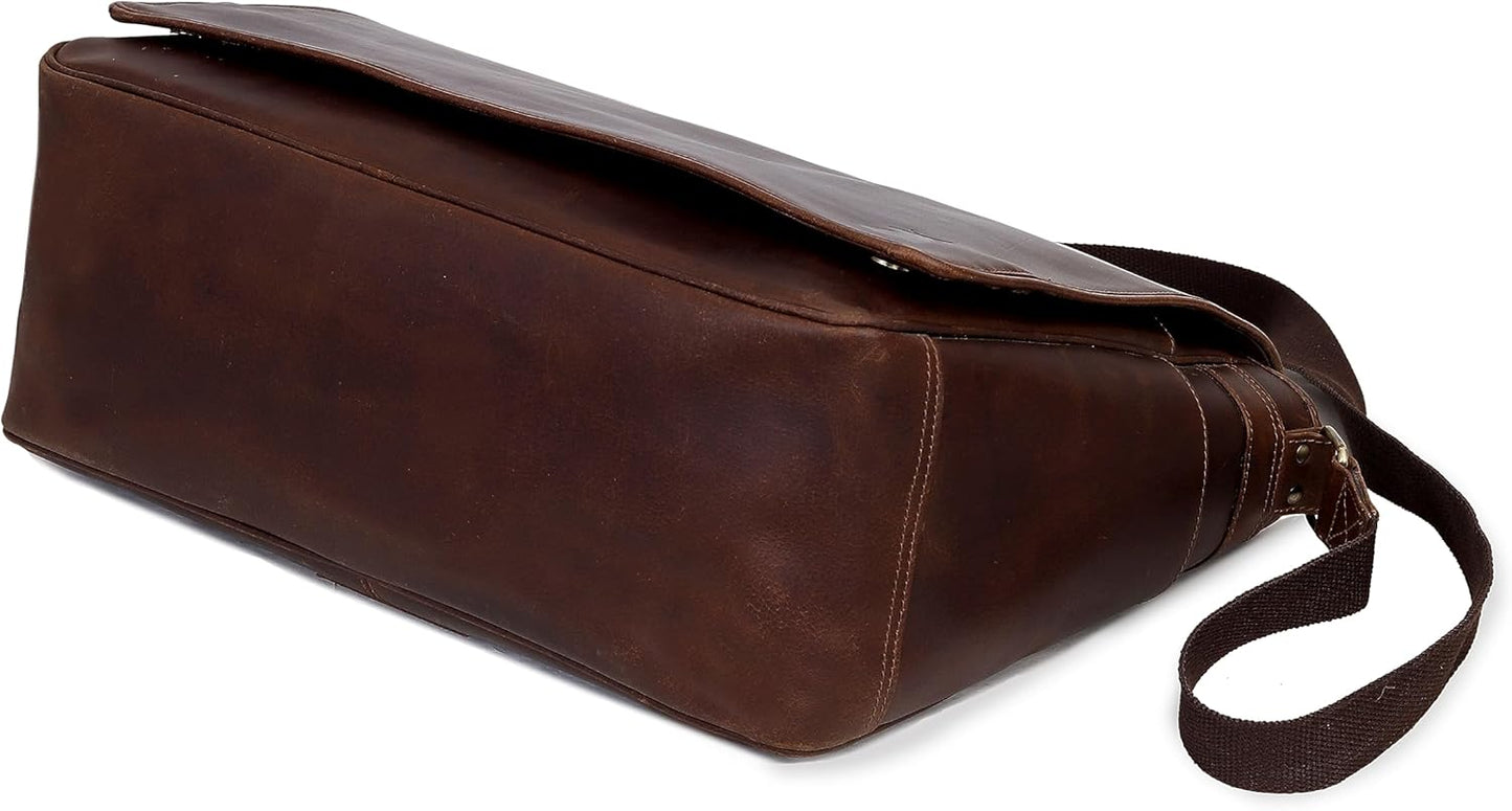 Full Grain Leather Messenger Bag for Men & Women