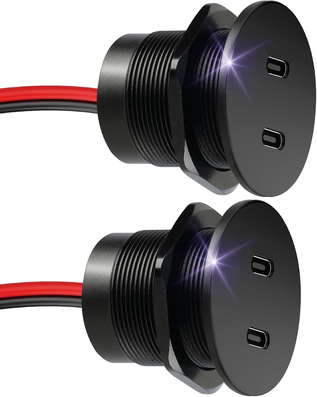 50W 12V USB Outlet Dual 25W USB-C Charger PD 3.0 Aluminum Fast Charging Socket, Replacement Car Charger Accessories for RV Camper Trailer Truck Boat Golf (2Pcs)