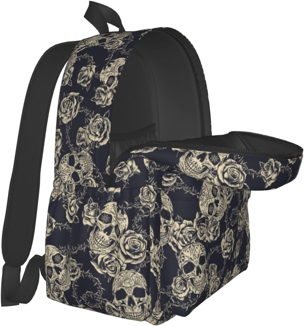 Skull Rose Backpack School Bag Lightweight Bookbag Laptop Travel Daypack For Kids Girls Boys Teens