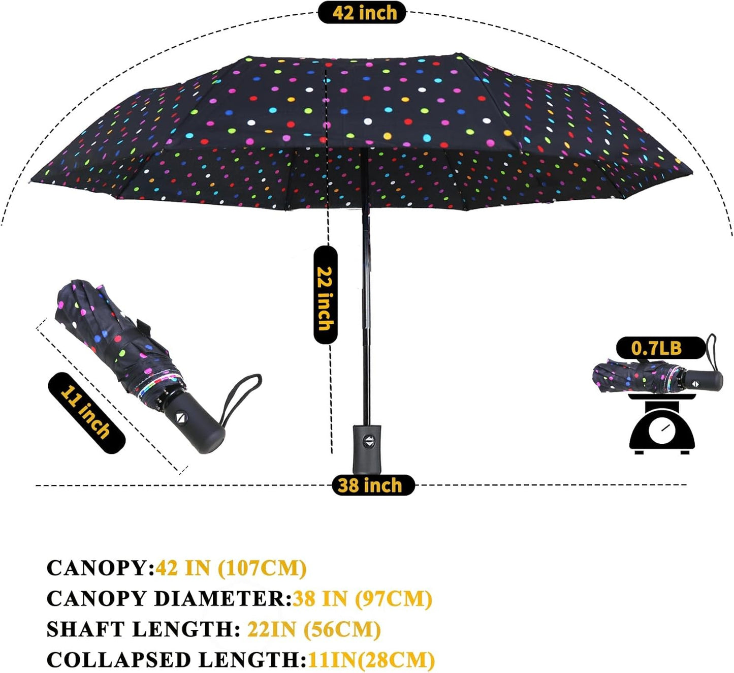 MRTLLOA 42/49 Inch Compact Windproof Travel Umbrella for Rain, Lightweight, Portable, Automatic, Strong, Waterproof Folding Umbrellas for Women, Men and Teenagers