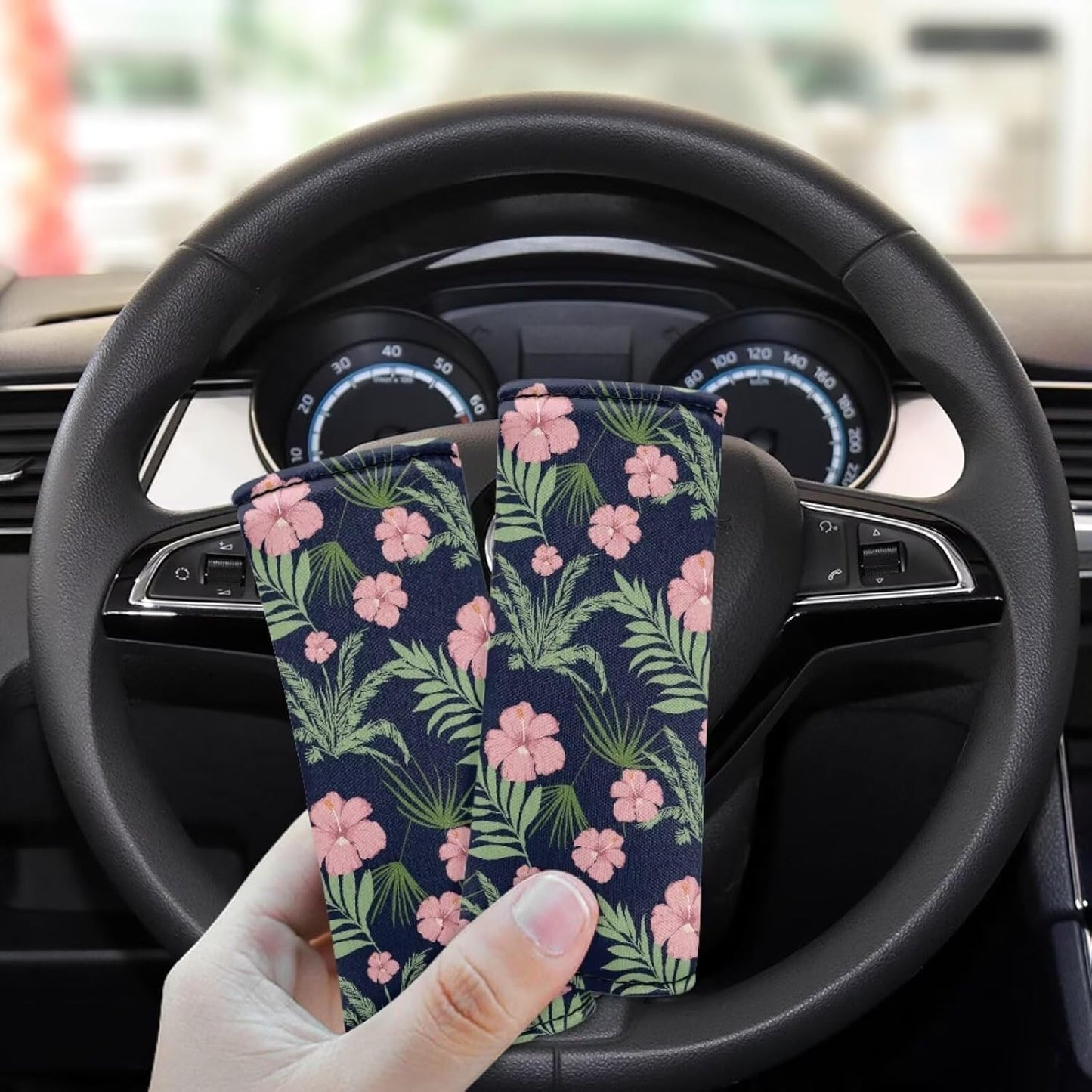 Pink Flowers Luggage Identifier for Suitcase 2 Pcs Luggage Handle Protection Sleeve Cover Set Neoprene Suitcase Protective Handle Cover Washable and Portable
