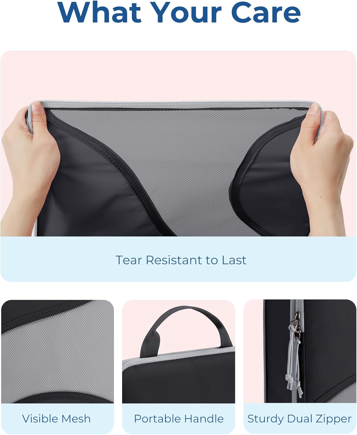 BAGSMART Compression Packing Cubes - 6 Set Travel Packing Cubes for Suitcases, Compression Suitcase
