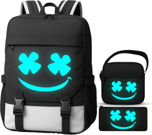 3in1 School Backpack Bookbag for Boys School Bag for Kids Children Girls Teens Elementary Middle Travel Mochilas Para Niños with USB Charging Port Padlock Shoulder Bag Pencil Case