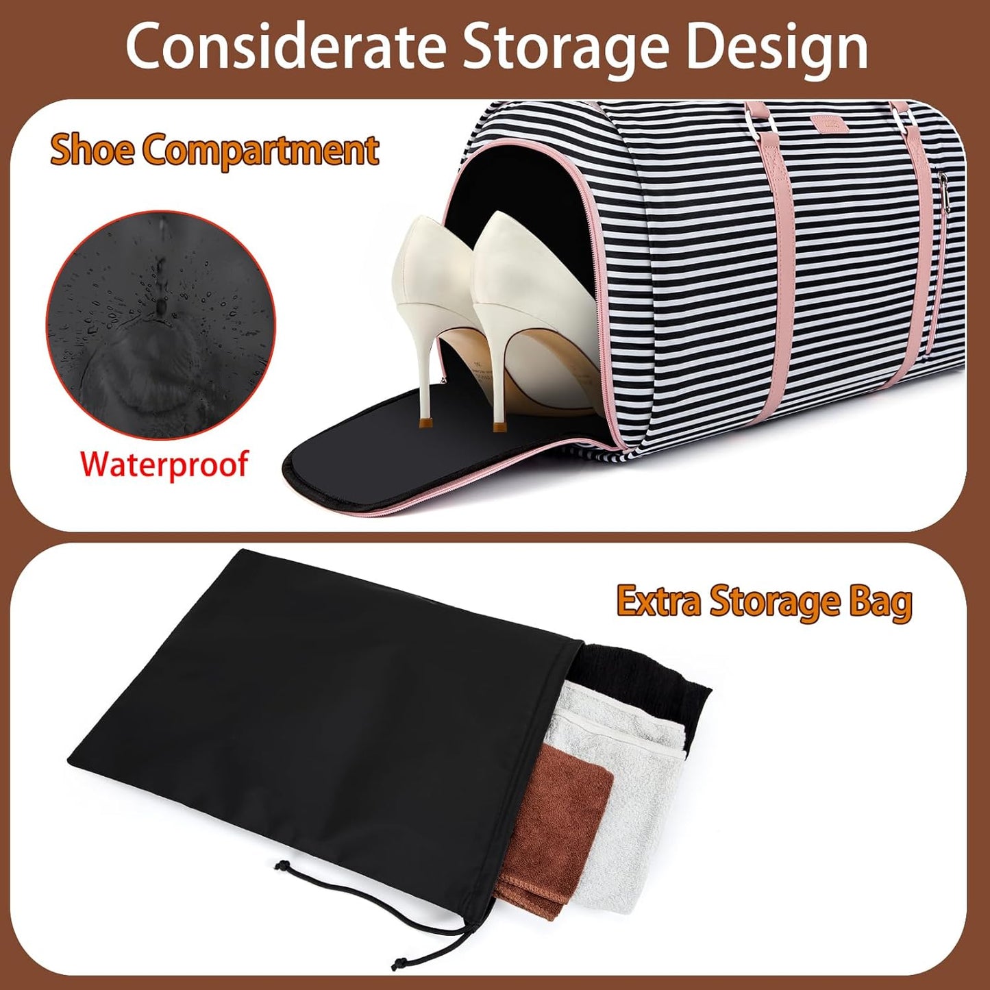 Convertible 2-in-1 Garment Bags for Travel, Carry On Garment Duffle Bag With Shoe Compartment Large Weekender Bag for Women Men Hanging Suitcase Suit Travel Duffel Overnight Bags 4pcs Set