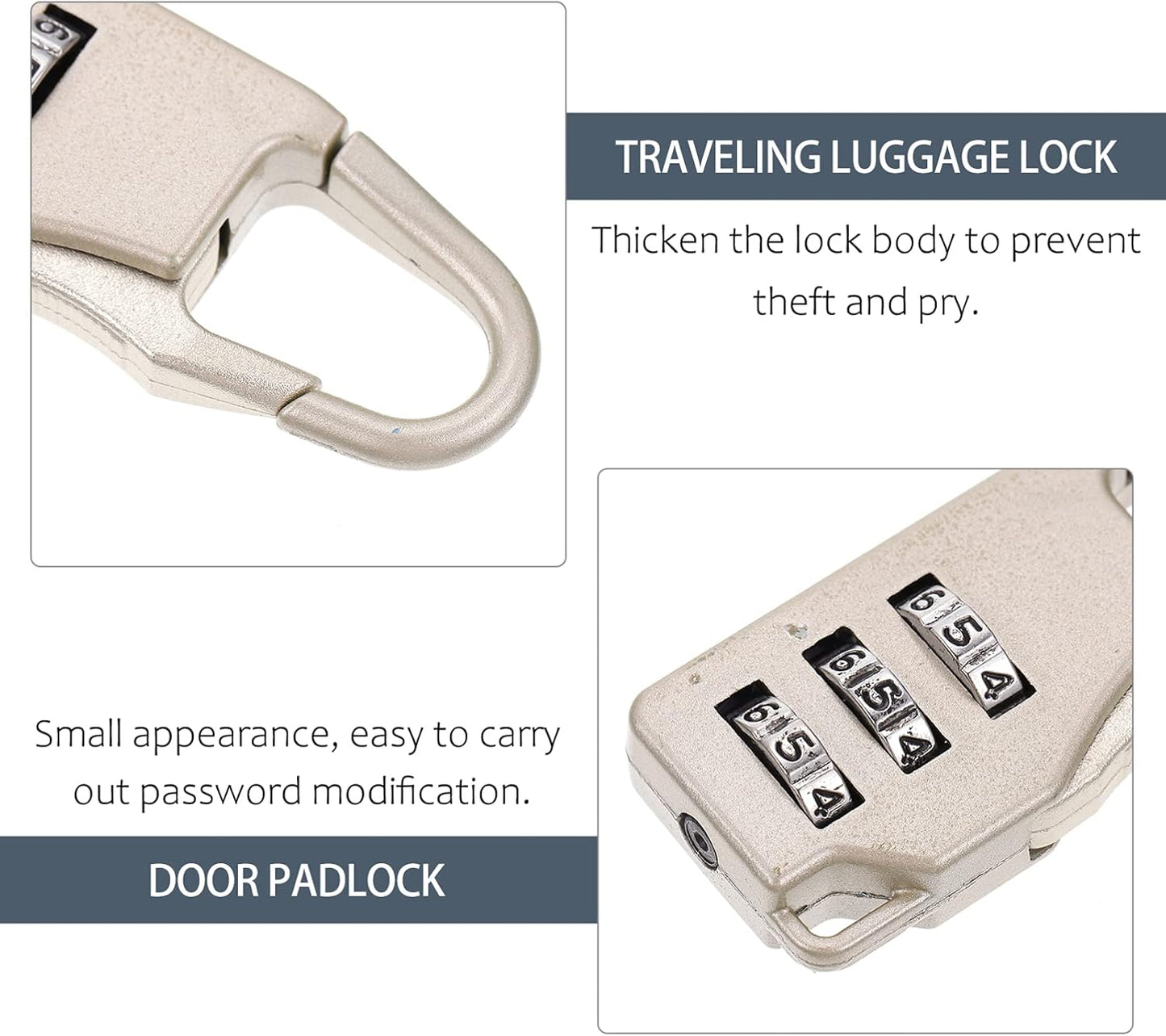 EXCEART 4 Digit Lock Mini Locks 6pcs 3 Digit Hanging Luggage s Mini Cipher for Backpack Drawers Suitcase Baggage er s Jewelry Box Password Pad
