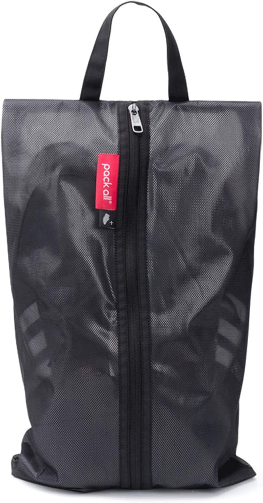 pack all Plus-Sized Shoe Bag for Travel, Water-Resistant Shoe Pouch for Gym, Odor-Resistant Soccer Cleats Bag for Sport (Black, 1-Pack)
