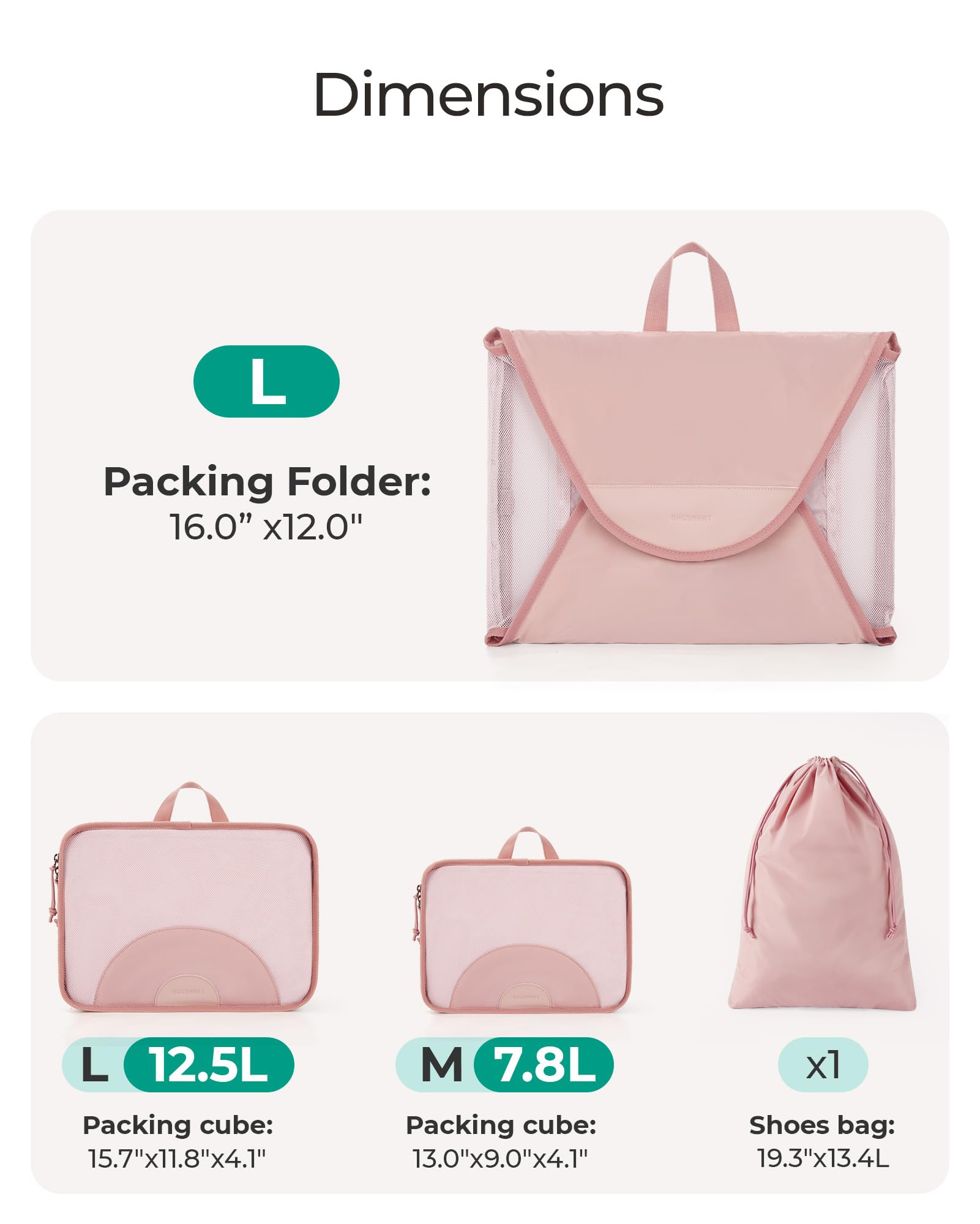BAGSMART Garment Folder Packing Cubes for Travel, 4 Set Lightweight Travel Cubes for Wrinkle Free