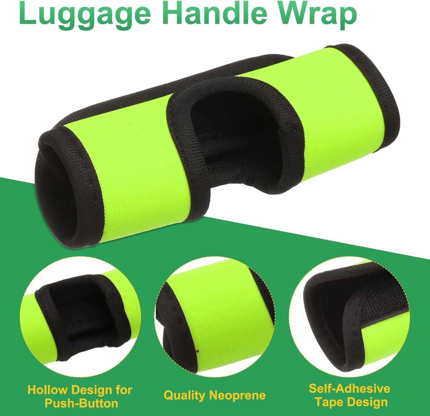 uxcell Luggage Handle Wrap, 4 Pcs Hollow Neoprene Handbag Grip Cover Protector Luggage Identifiers Suitcase Handle Wraps for Luggage Suitcase Travel Bags, Grass Green