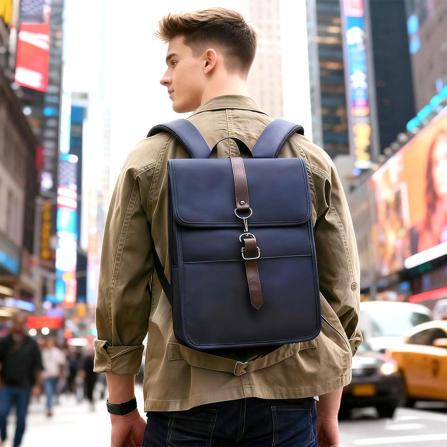 Chic Backpack For Men 14 Inch Laptop Computer Pc Bags Elegant Executive Business Compact Waterproof Backpack For Airport Travel Office Mochila